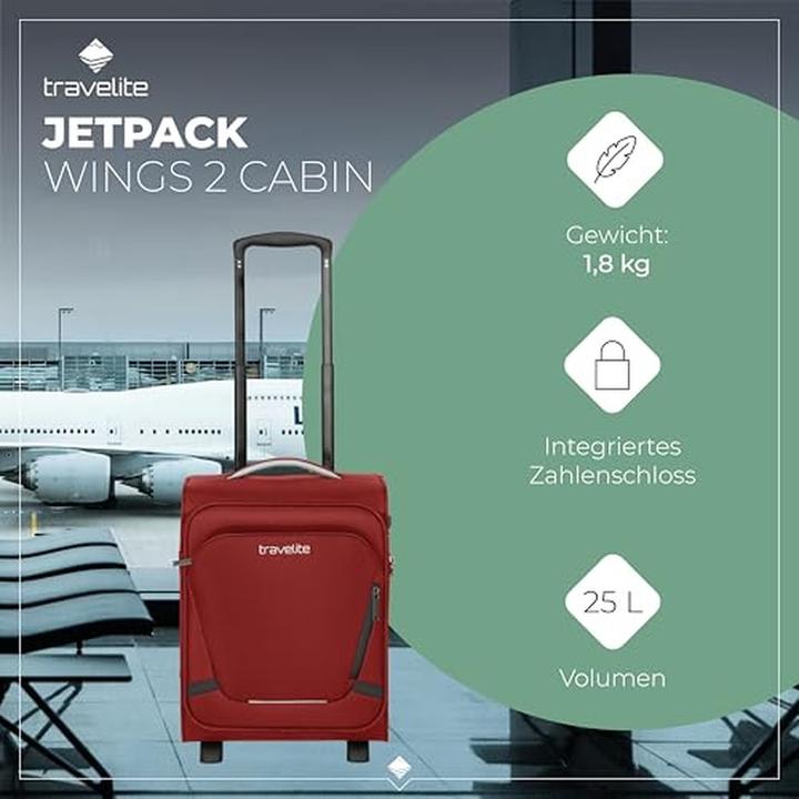 Actual product image Travelite Jetpack Trolley S Wings 2w Rot (25 l)