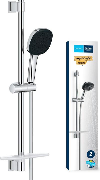Produktbild Grohe Vitalio Comfort 110 QuickFix Brausestangenset, kleben oder bohren, Länge 600mm, inkl. Duschablage, 2