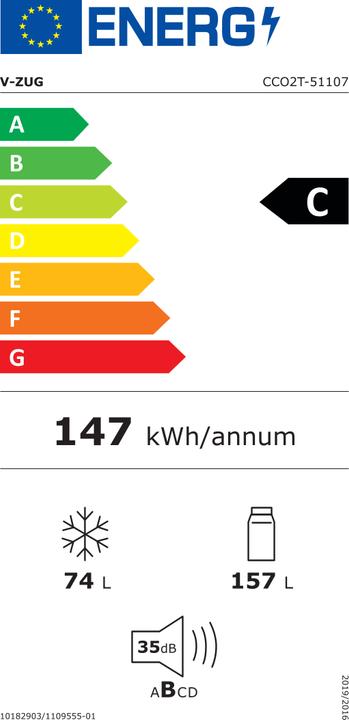 Energie-Label V-ZUG CombiCooler V2000 152NI (230 l)