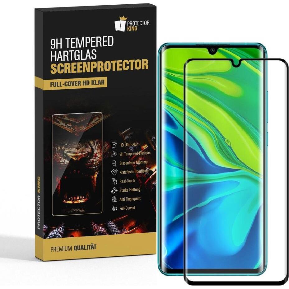 Protectorking 3x echtes Tempered 9H Panzerhartglas 3D KLAR (3 Stück, Xiaomi Mi Note 10 Pro), Smartphone Schutzfolie
