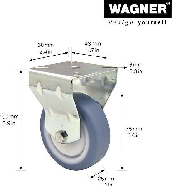 Actual product image Wagner System Fixed castor 75mm load capacity 75kg