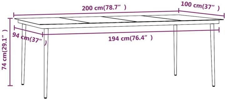 Produktbild vidaXL Garten Essgruppe (200 x 100 x 74 cm)