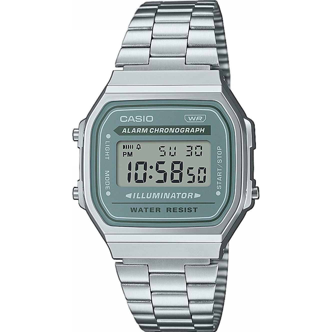 Casio, Orologio da polso, Colori urbani tranquilli - A168WA-3AYES, Verde, (Cronografo, Orologio digitale, 36.30 mm)