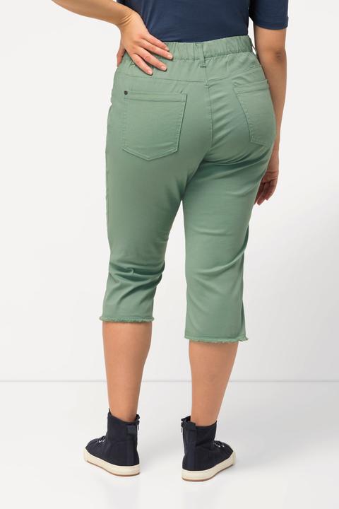 Produktbild Ulla Popken Caprihose Sienna, Fransensaum, schmales Bein, Stretch (62)