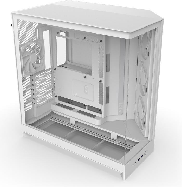 Produktbild NZXT H9 Flow RGB (2025) All White Midi Tower ATX Gaming Gehäuse weiss mit Glasfenster (ATX, Mini-ITX, mATX)