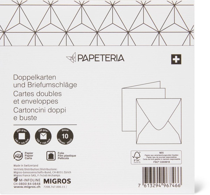 Produktbild Papeteria Doppelkarten (14.5 x 14.5 cm, 10 x)
