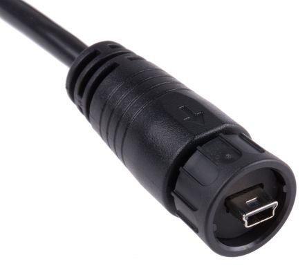 RS PRO Mini USB-B Plastic 2M Cable + USB-A PLUG (2 m, USB 2.0)