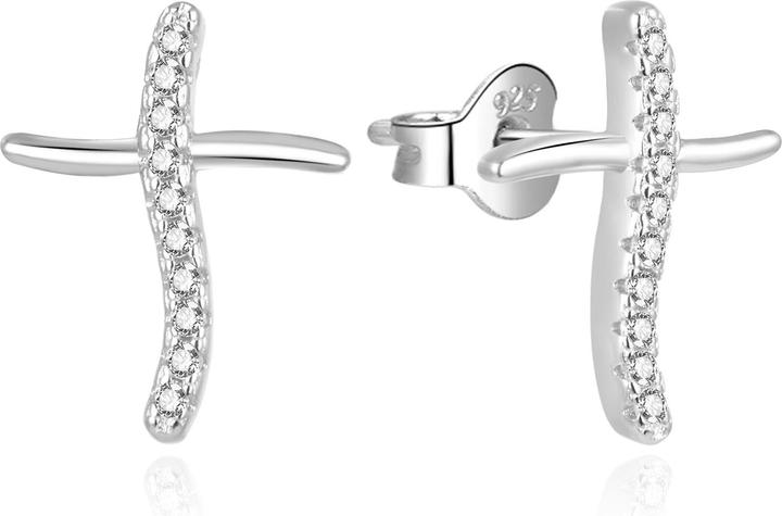 Produktbild Beneto Modern Silver Earrings with Zircons Crosses AGUP2000