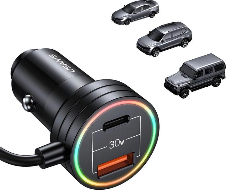 Image du produit Usams Chargeur de voiture avec câble de type C