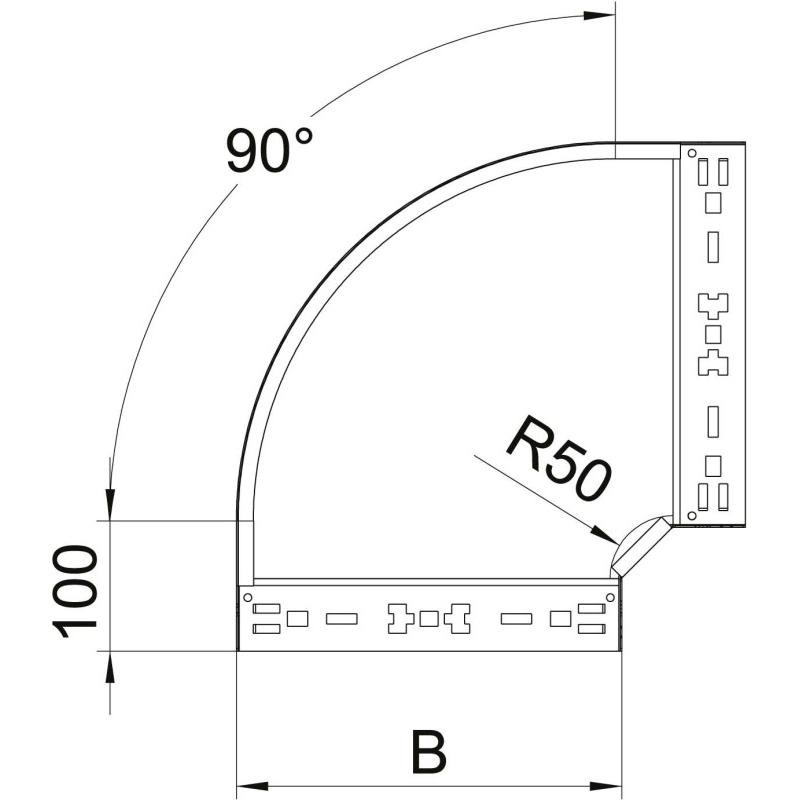 Thumbnail - OBO Bettermann, Leitungsführung, Bogen RBM 90 610 FS 60x100 90Grad (2.10 cm)