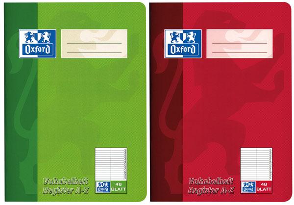 Produktbild Oxford Vokabelheft mit Register A5, 48 Blatt, m. Register A-Z, 90 g/m² (A5, Speziallineatur, Weicher Einband)
