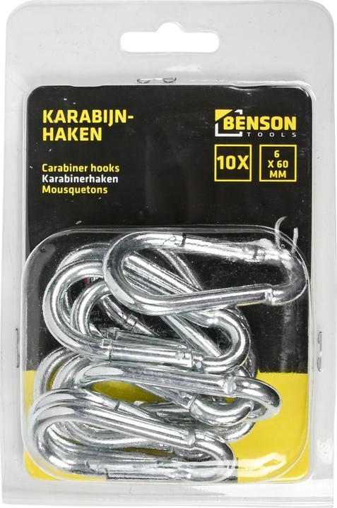 Immagine prodotto Benson Set di moschettoni da 10 pezzi 6 x 60 mm