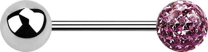 Actual product image Star Piercing Micro Barbell silber mit Kugel und Kristallkugel hellviolett Epoxy Schutzschicht (without brass, Surgical steel 316L)