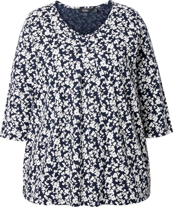 Produktbild Ulla Popken T-Shirt, A-Linie, V-Ausschnitt, Zierfalten, 3/4-Arm (46, 48)