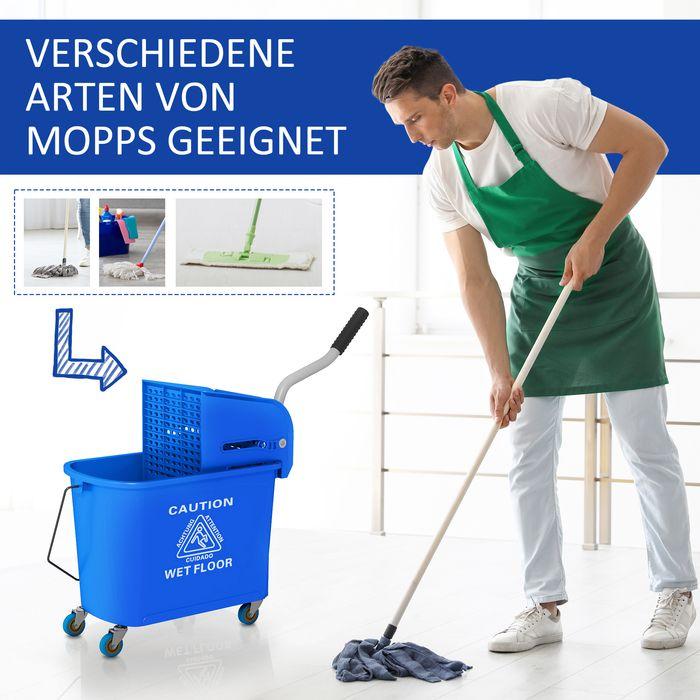 Actual product image Swisshandel24 Putzwagen Fahreimer Putzeimer 20 Liter Wischwagen mit Presse 2 Kammern Blau (1 pcs.)