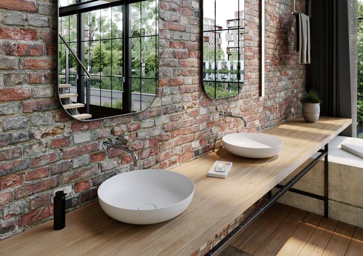 Actual product image Kaldewei Miena washbasin bowl, 3180, round, without overflow, diameter 450mm, 909306000 (572 mm, 551 mm)