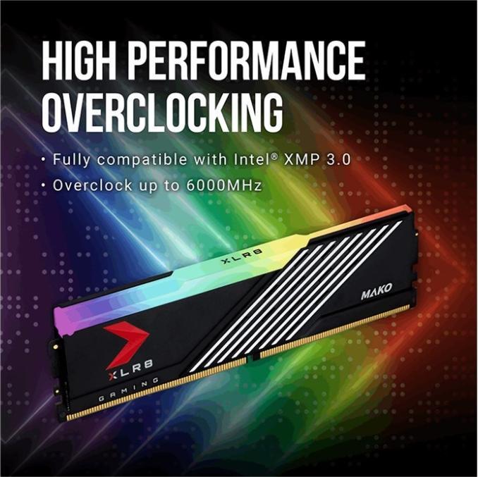 Produktbild PNY Pamięć 32GB DDR5 6000MHz 48000 MD32GK2D5600040MXRGB (2 x 16GB, 6000 MHz, DDR5-RAM, DIMM)
