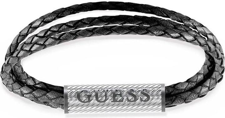 Guess Modern Bond Street Genuineack Leather Bracelet JUMB03033JWSTBK - Dimension: 21 cm - S (21 cm, Genuine leather)