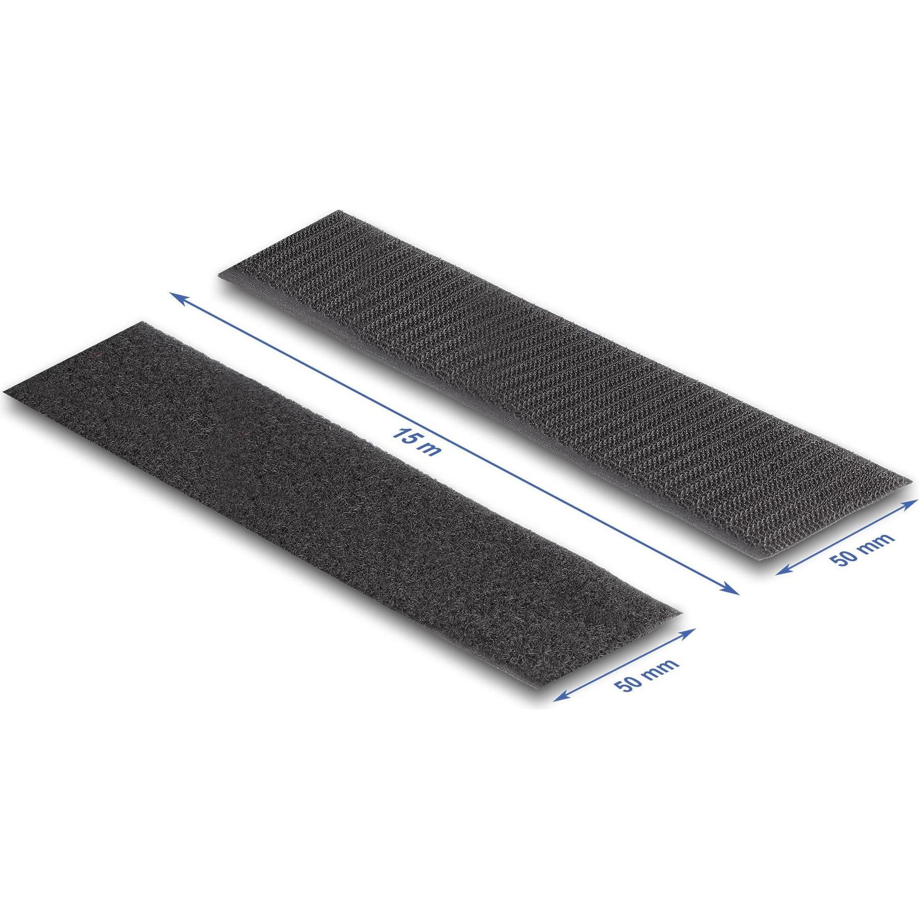 Thumbnail - Delock, Klettband, Klettband 15m x 50mm Strapazierfähig Schwarz (50 mm)