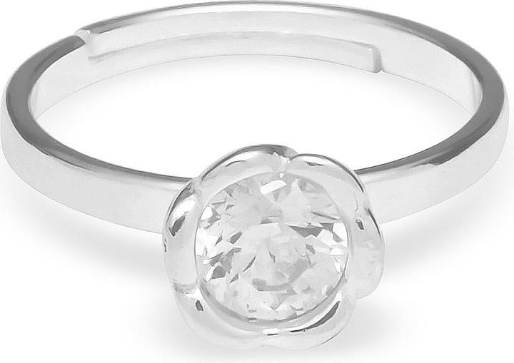 Leyda Zehenring Silber Blume mit Zirkonia weiss grössenverstellbar (Argento 925)