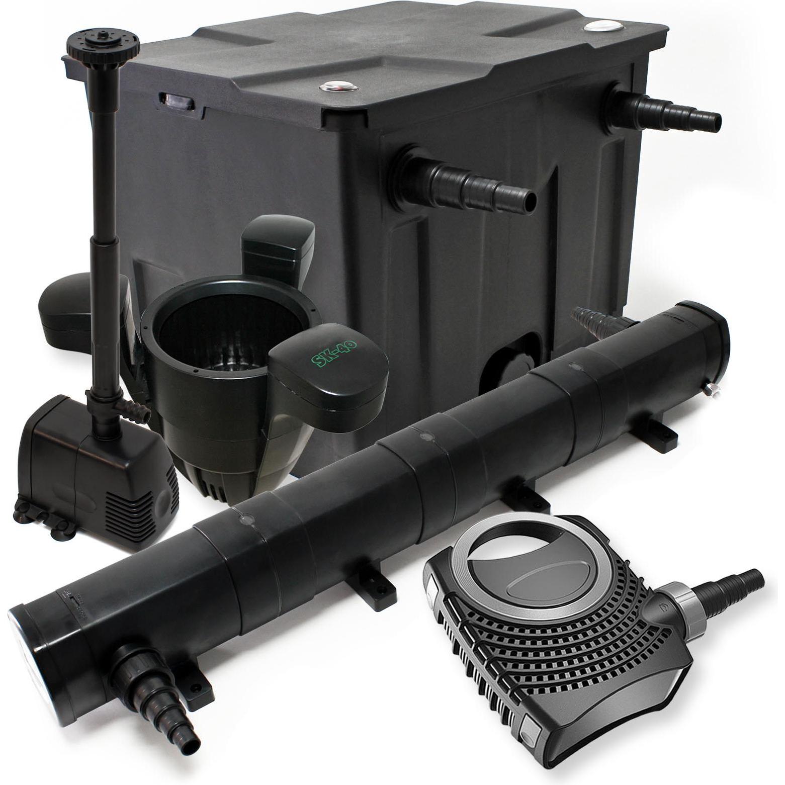Wiltec, Brunnen + Gartenteich, Set: Teichfilter 12000l 72W UVC Klärer 80W Pumpe Springbrunnen Skimmer 424