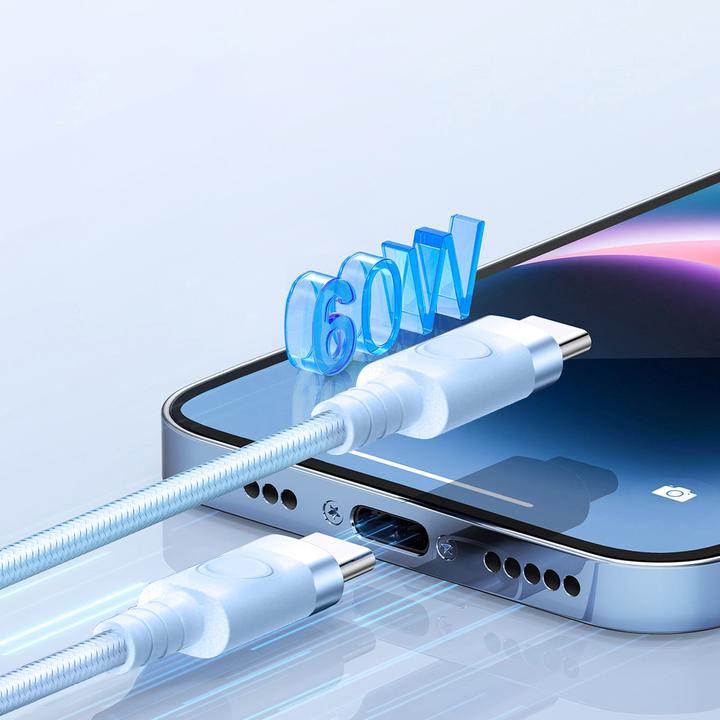 Image du produit Orico Cable CDX 60W 3A Power Delivery USB-C - USB-C cable 1m - blue (1 m, USB 2.0, 60 W)