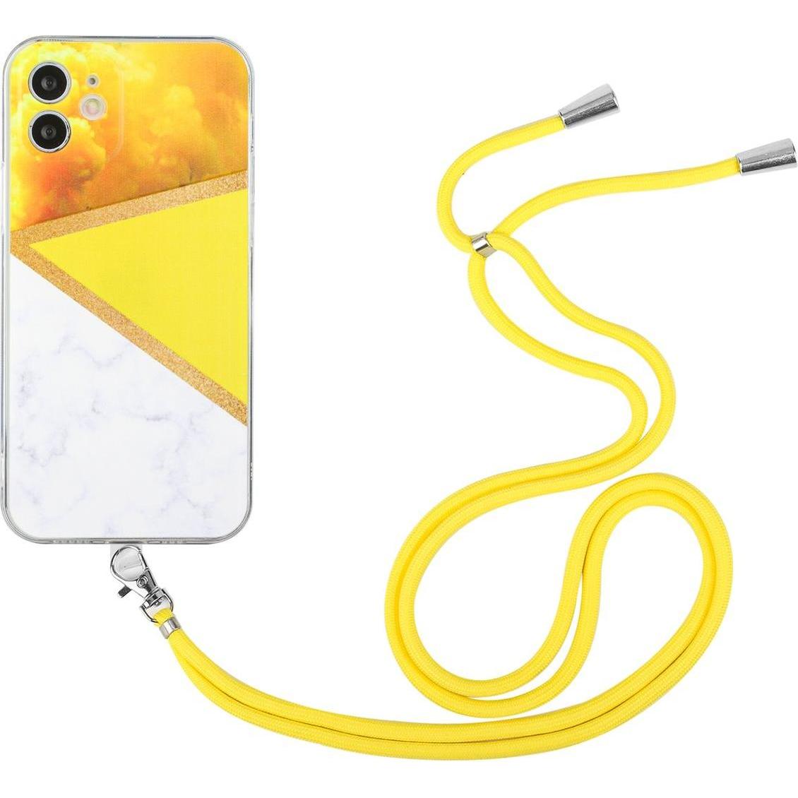 König Design Hülle Handy Schutz für Apple iPhone 12 Handykette Case Cover Bumper Etuis TPU, Handykette, Gelb