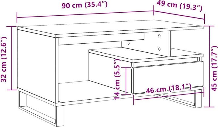 Actual product image VidaXL Coffee table (90 x 49 x 45 cm)