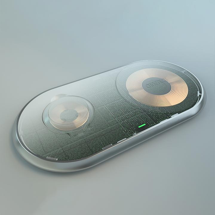 Actual product image Choetech Qi 2in1 wireless charger for smartphones (10 W)