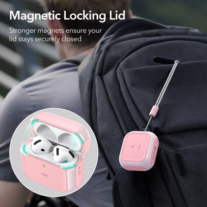 Actual product image ESR Orbit Halolock MagSafe case for AirPods 4 - pink (Headphone sleeve)