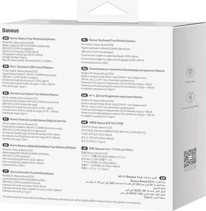 Produktbild Baseus Wireless earphones Bowie EZ10 (white) (5 h, Kabellos)