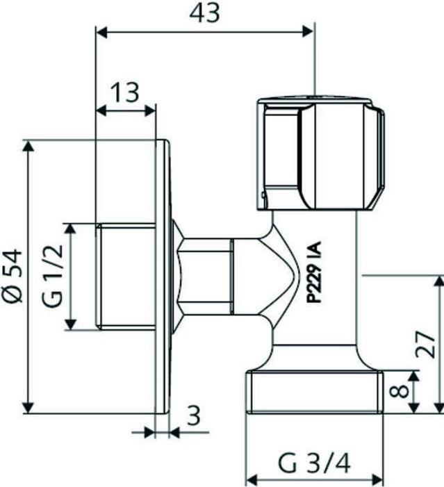 Productafbeelding Schell Toestelaansluitkraan chroom, met COMFORT-handgreep 1/2inchx3/4inch