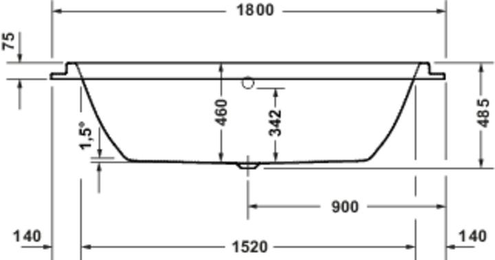 Actual product image Duravit Baignoires Balcoon 1800x800mm, rectangulaire, à encastrer, avec 2 pentes de dos, 700679030000000 (180 cm, 80 cm)