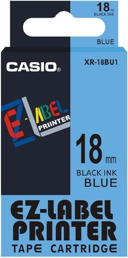 Actual product image Casio XR-18BU1 18mm black on blue, 8 metres (1.80 cm, Black, Blue)