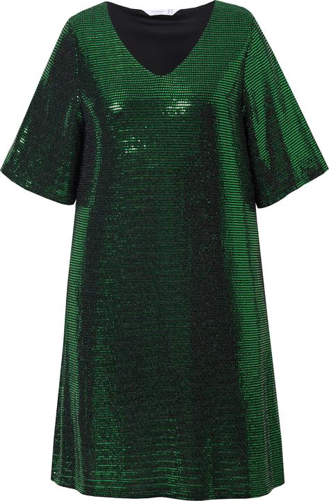 Image du produit Miamoda Damen grosse Grössen Kleid, A-Linie, Pailletten-Optik, 3/4-Ärmel maigrün 48 836334455-48 (48)
