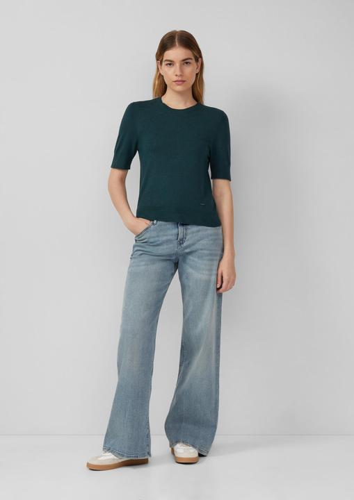 Produktbild s.Oliver Strickpullover Kurzärmeliger Strickpullover mit Rippbündchen im Slim Fit (44)