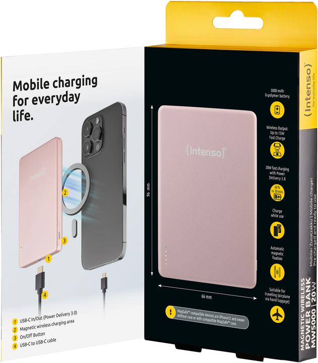 Produktbild Intenso Magn. Wireless Powerbank MW5000 5000 mAh Rosé (5000 mAh, 20 W, 19.25 Wh)