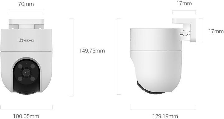 Actual product image EZVIZ Wireless Wi-Fi camera H8C, 1080p, DOME PT, F4 mm, controlled, IP65 (1920 x 1080 Pixels)
