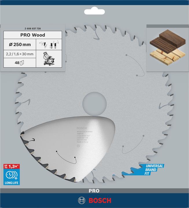 Productafbeelding Bosch Professional Zubehör Cirkelzaagblad Standaard voor hout, 250x2,2/1,6x30,48 tanden