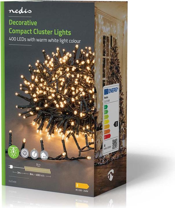 Produktbild Nedis Dekorative Lichter | Kompakter cluster | 400 LED's Warmweiss | 8.00 m | Lichteffekte: 7 | Inne (11 m)