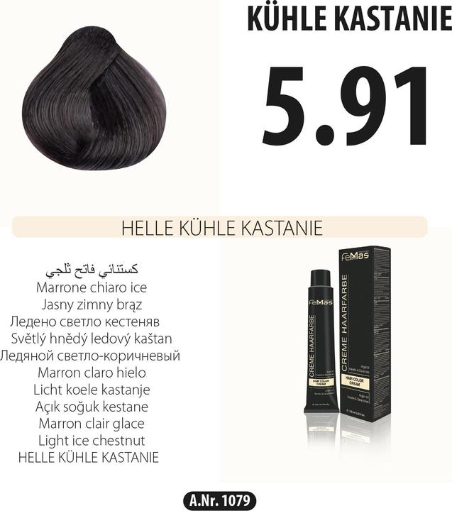 Immagine prodotto FemMas (5.91) Colore per capelli Light Cool Chestnut 100ml (5,91 Castagno chiaro e fresco)