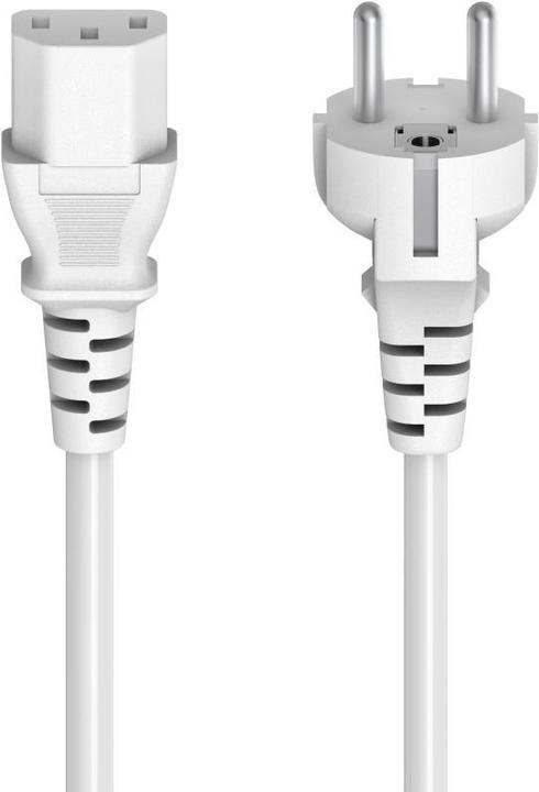 Produktbild Hama 00223291 Netzkabel für Kaltgeräte, 3-polig mit Schutzkontaktstecker, 5 m, weiss (5 m)
