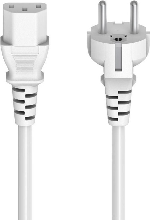 Actual product image Hama 00223291 Mains cable for non-heating appliances, 3-pin with earthing contact plug, 5 m, white (5 m)
