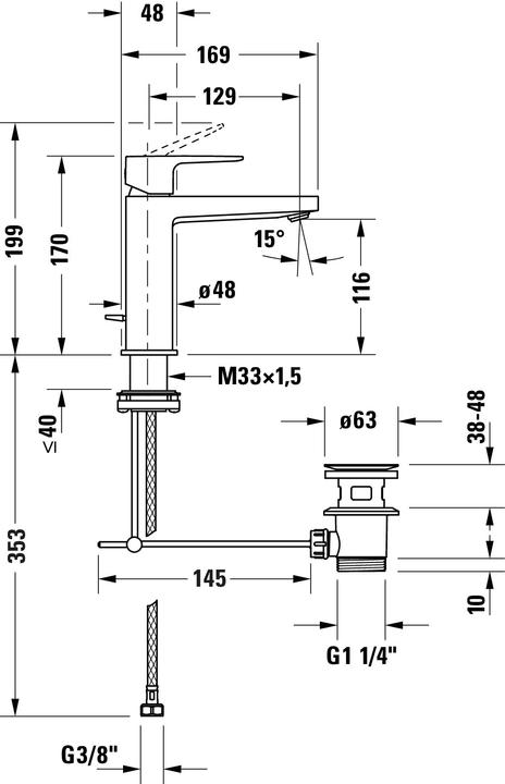 Nutritional values and ingredients Duravit Manhattan single lever basin mixer, M MinusFlow, 129 mm projection, with pop-up waste, MH102