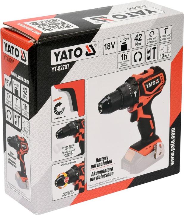 Produktbild Yato Toya smūginis suktuvas-gryžtuvas 18V LI-ION 42Nm BRUSHLESS, WITHOUT BATTERIES. AND CHARGERS, IN