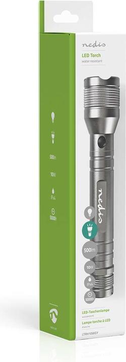 Actual product image Nedis LED torch, Premium, 500lm - silver (4.40 cm, 500 lm)