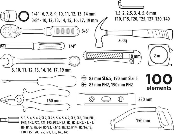 Actual product image TOP Tool set 100 pcs. (100 pieces)