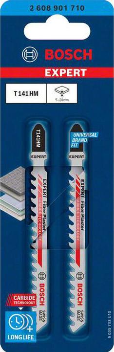 Produktbild Bosch Professional Zubehör EXPERT 'Fiber Plaster' T 141 HM Stichsägeblatt, 2 Stück