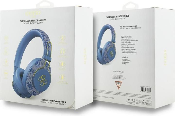 Produktbild Guess Headphones Bluetooth ENC Metal 4G Logo blue (30 h, Kabellos)