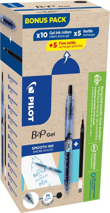 Actual product image Pilot Begreen B2P Gel Greenpack 10+10 Refills (Black, 10 x)